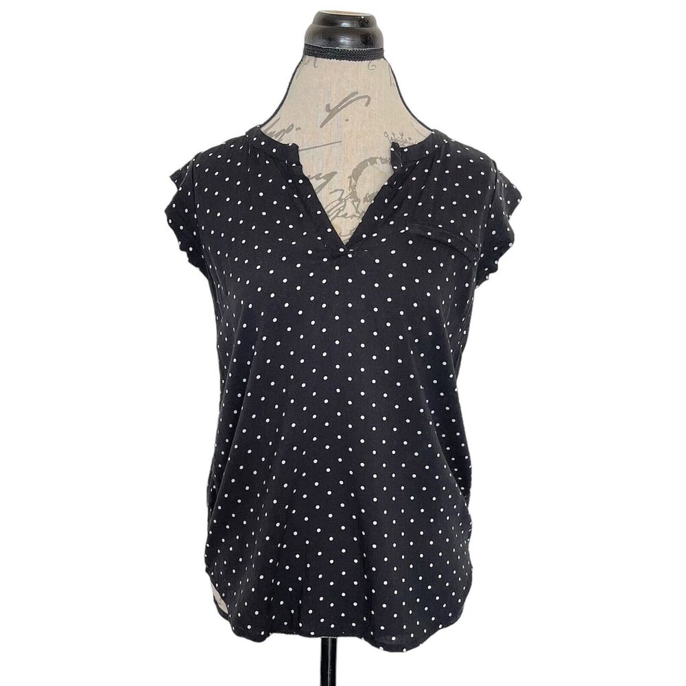 Anne Carson Size Small Womens Polka Dots Blouse Popover Short Sleeve Corpcore